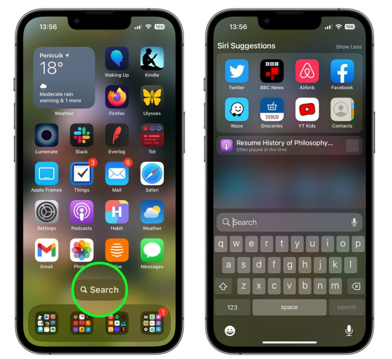 山阳苹果手机维修分享升级到 iOS 16 后，如何删除主屏幕上的搜索按钮 