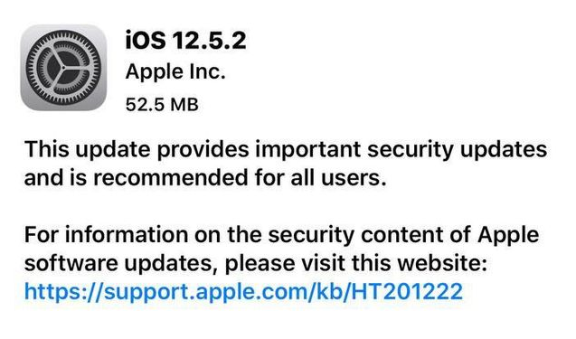 山阳苹果手机维修分享iOS12.5.2发布，建议所有老苹果用户安装 
